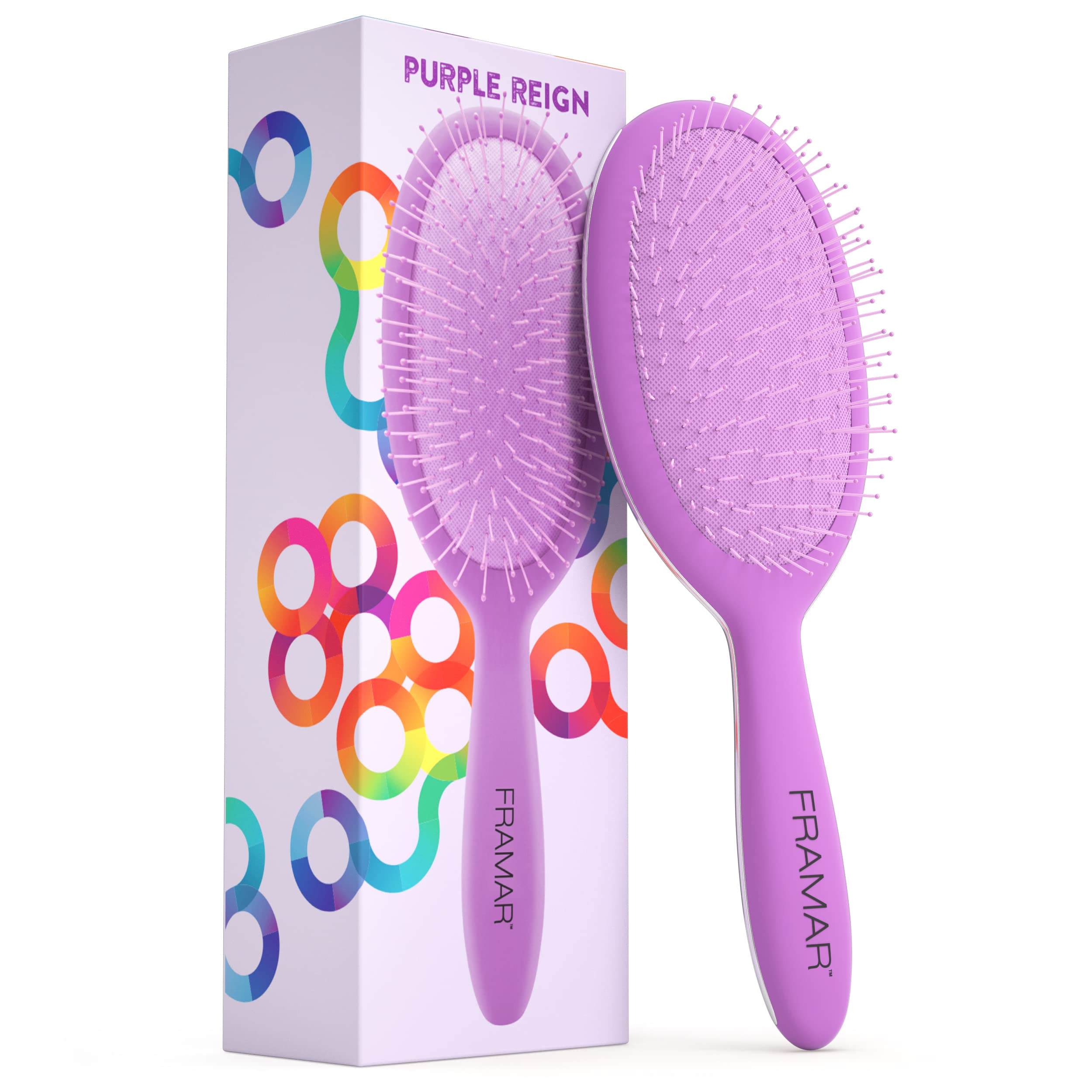 Framar cepillo desenredante para cabello rizado; desliz suave que cuida la fibra