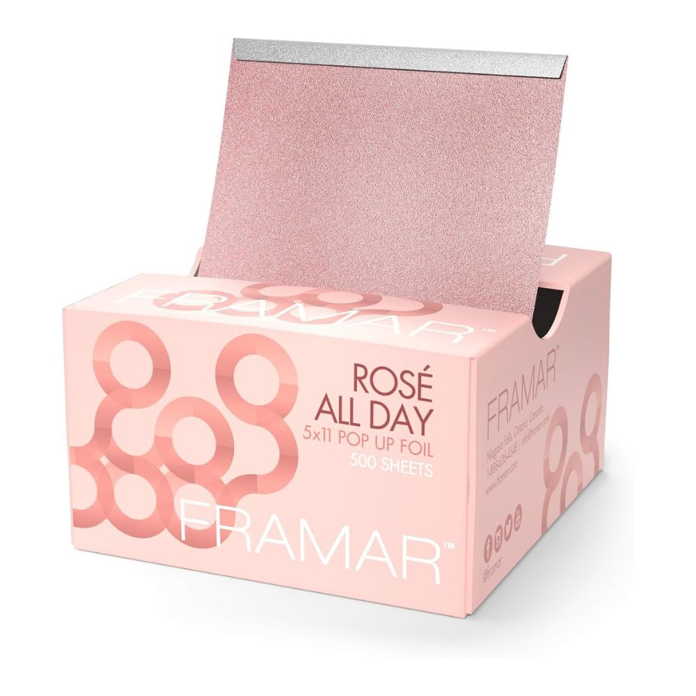 Framar Rosé: folios de aluminio anti-deslizantes para mechas, manejo fácil durante la coloración.