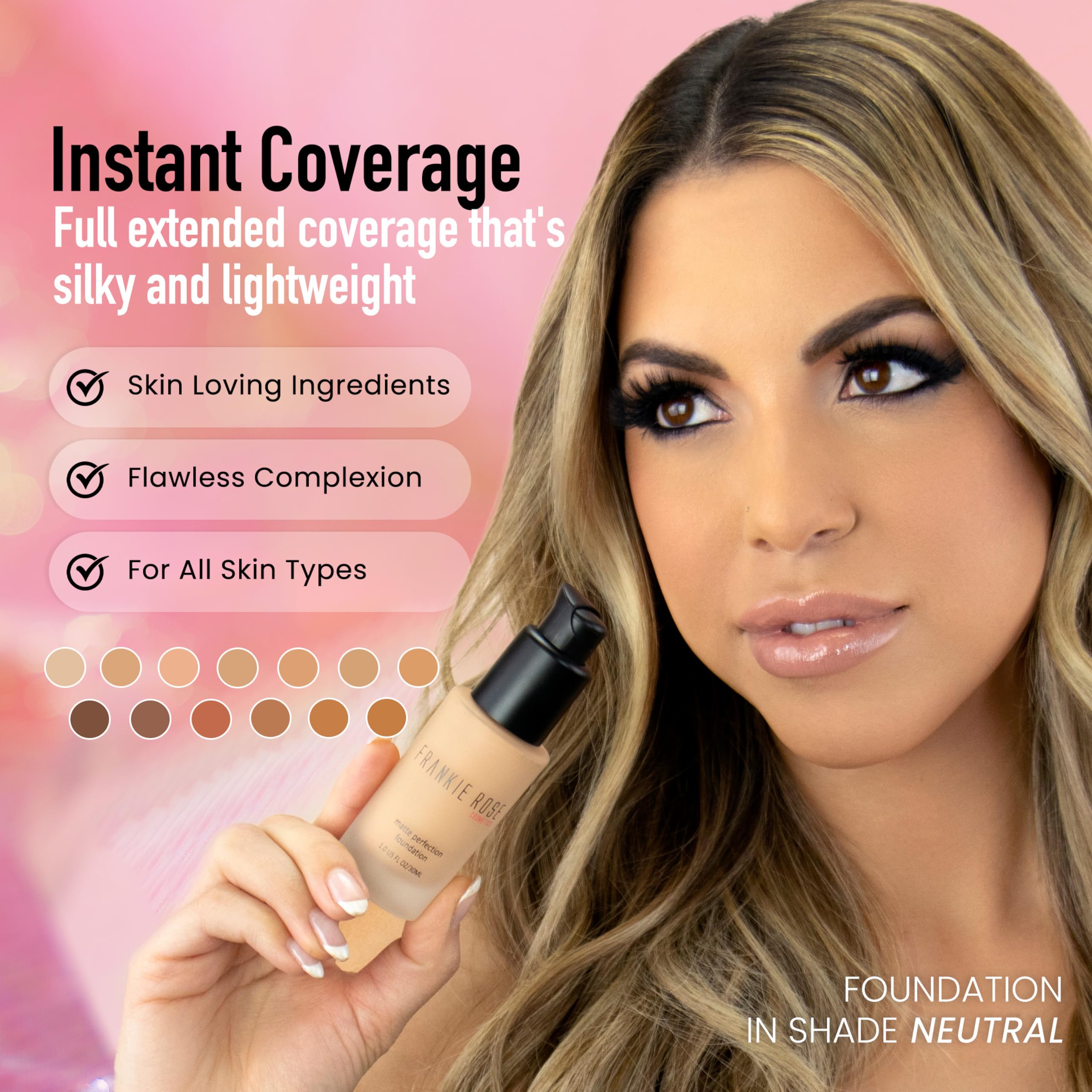 Frankie Rose Cosmetics: muestra en tono oliva para coincidencia natural