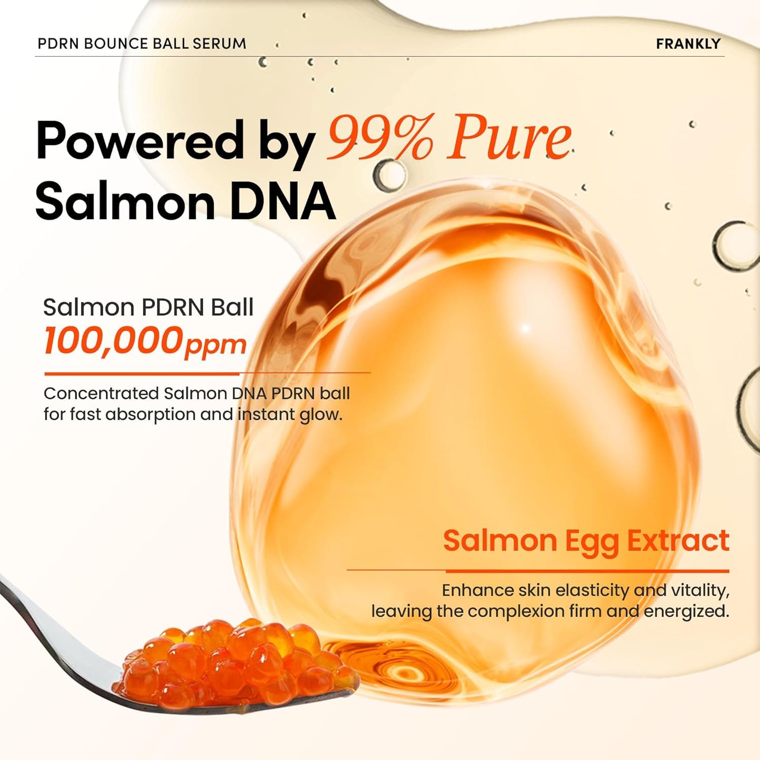 FRANKLY Salmon PDRN Bounce Ball Serum, textura ligera se absorbe rápido
