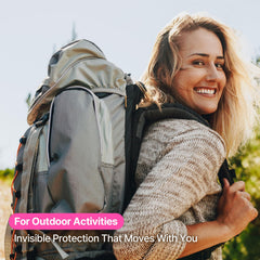 FRANZ UV Patch worn during a run showcases sweat resistant outdoor protection.