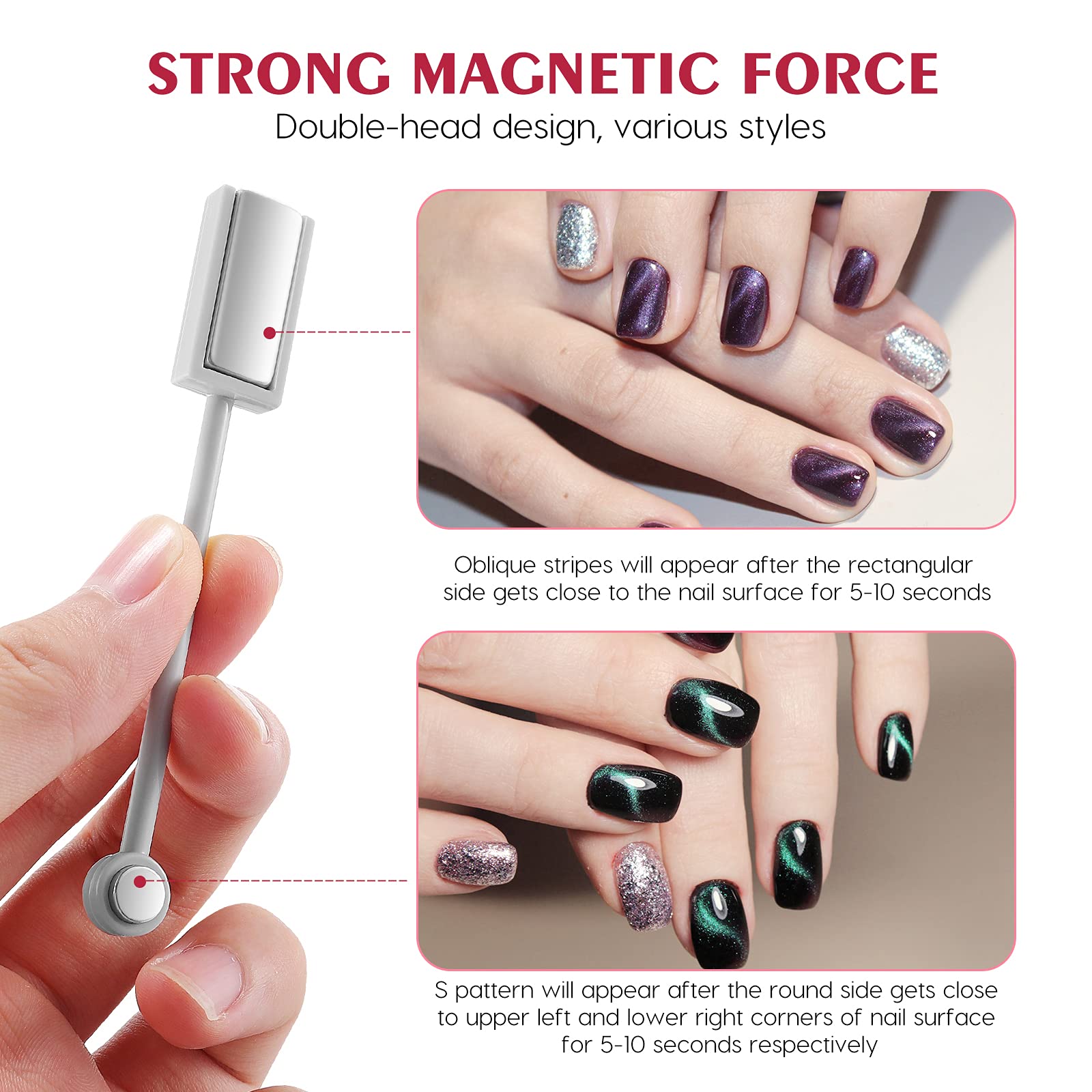 Frcolor varita magnética para patrones redondos en uñas con precisión.