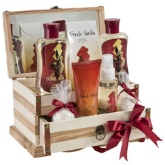 Freida y Joe caja regalo madera conjunto spa vainilla, ideal para regalo especial.
