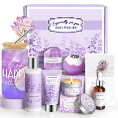 Frerdui regala spa lavanda: vaso de vidrio 16 oz para bebidas frías o templadas