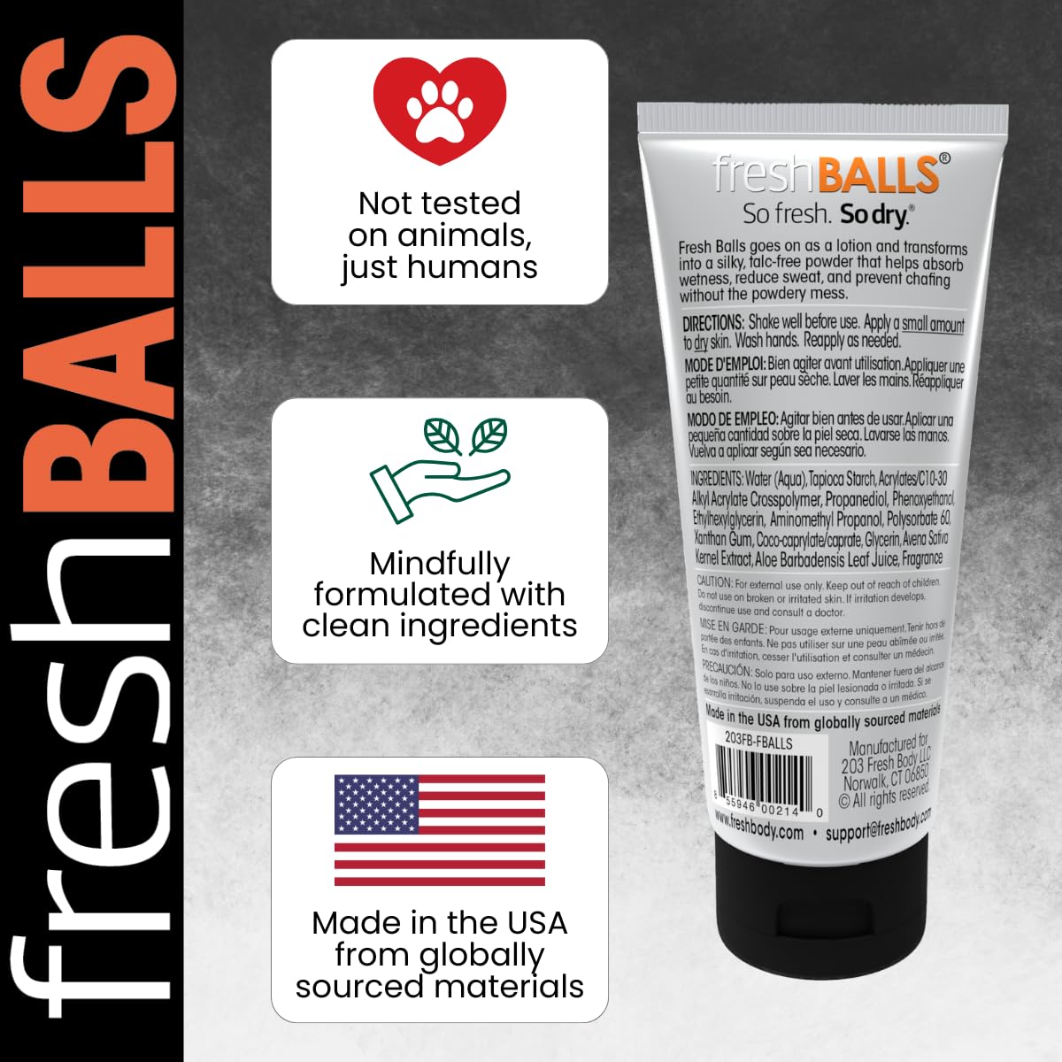 Fresh Balls, fórmula sin talco para una sensación suave.