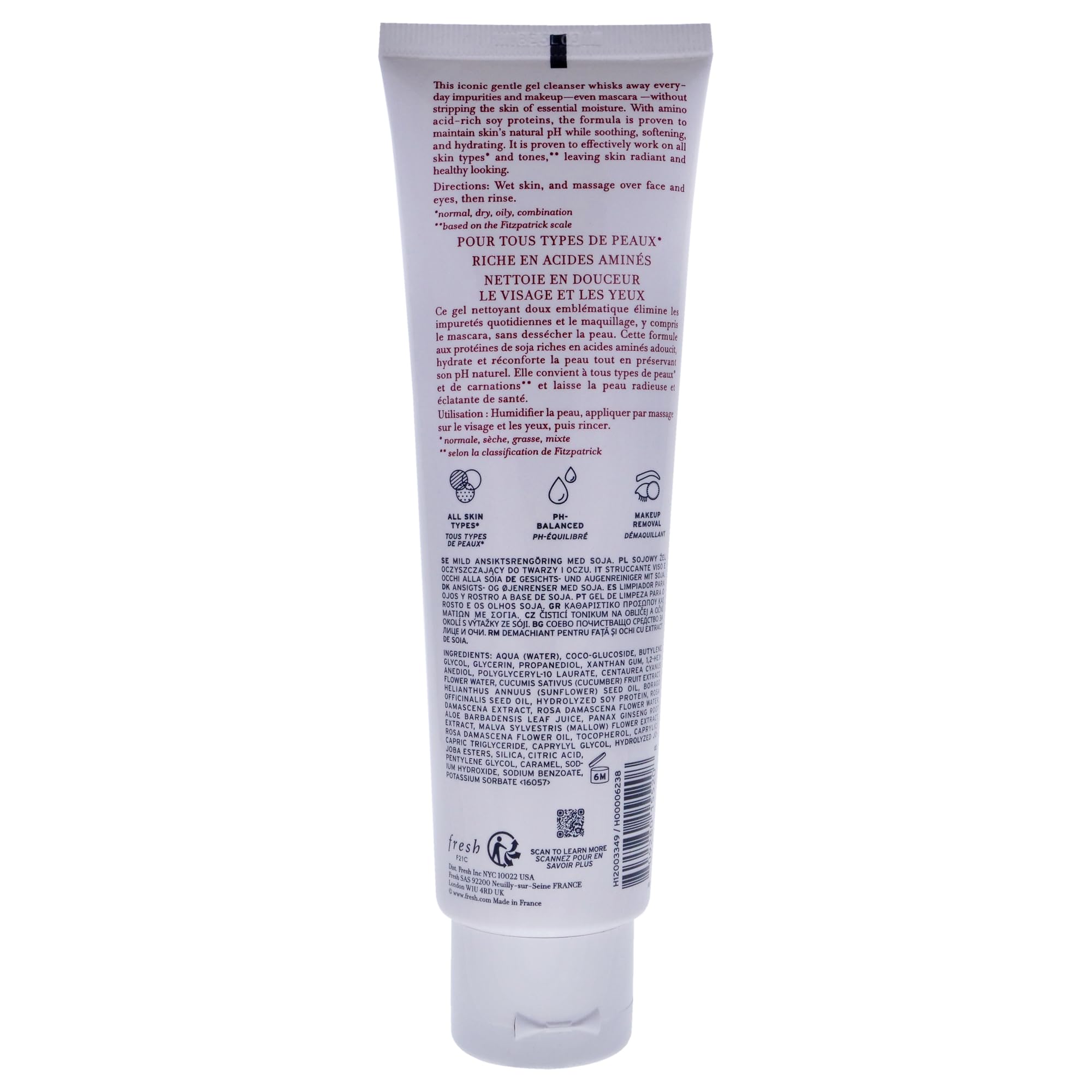 Fresh Soy Face Cleanser – emballage minimaliste, soin quotidien qui nettoie sans dessécher