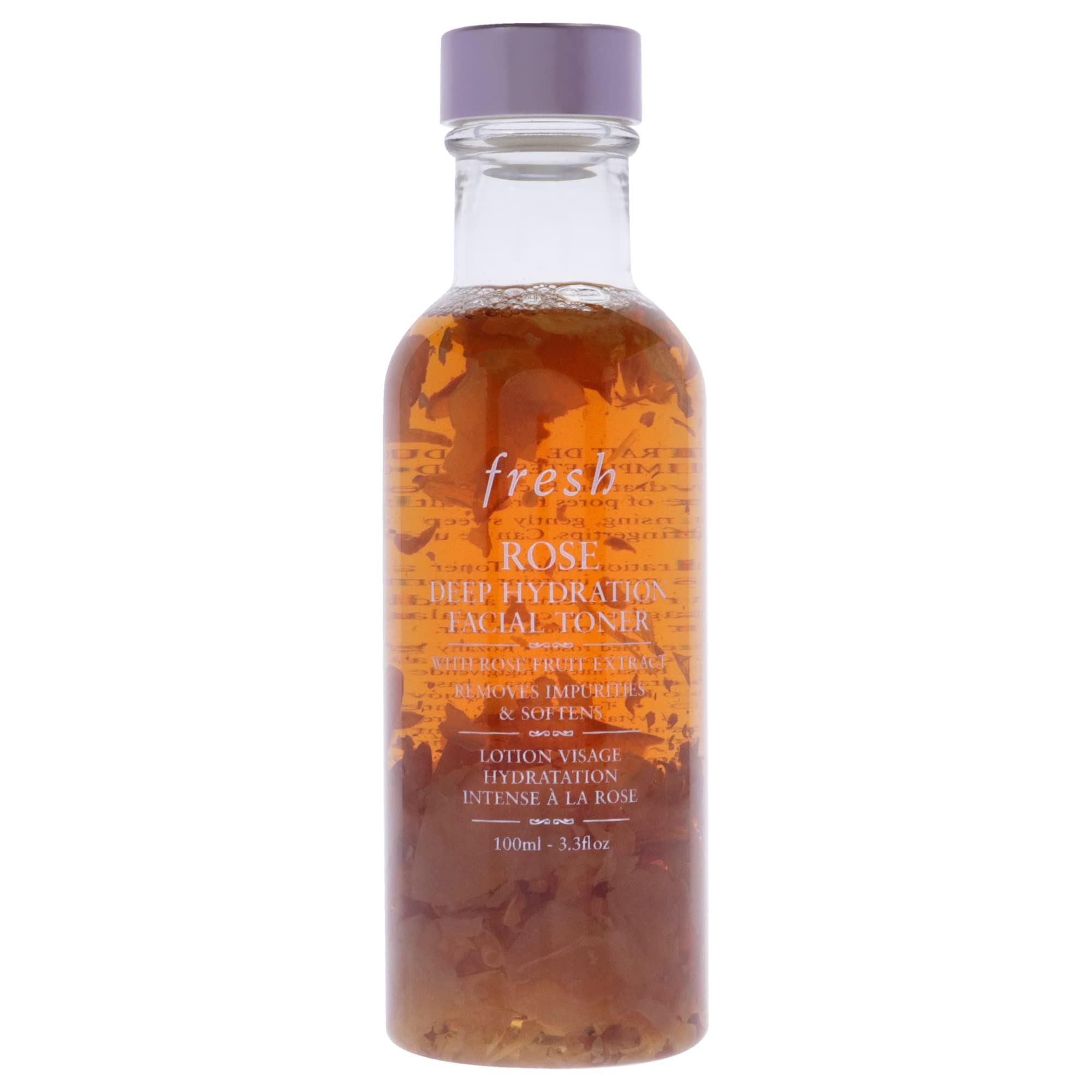 Fresh tonico rosa hidratacion profunda: botella elegante con petalos de rosa para hidratacion diaria