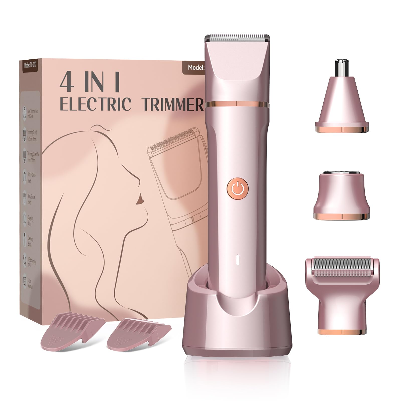 Freyars bikini trimmer 4 en 1, cabezas intercambiables, uso cómodo para piel sensible.