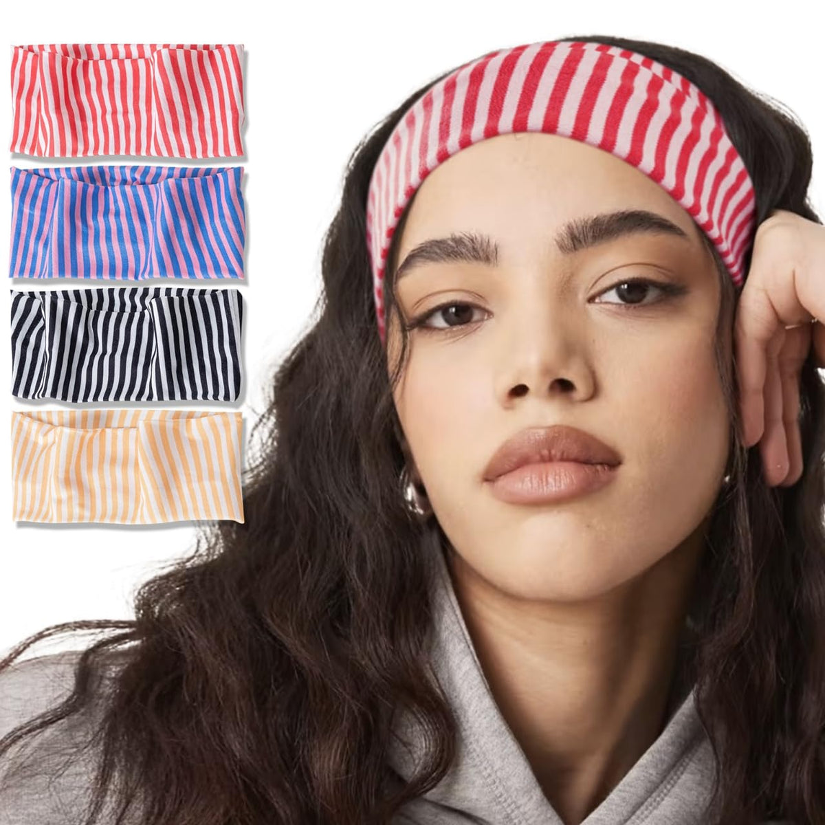 Diadema Fszsaa rayas anchas para mantener el cabello recogido durante ejercicios