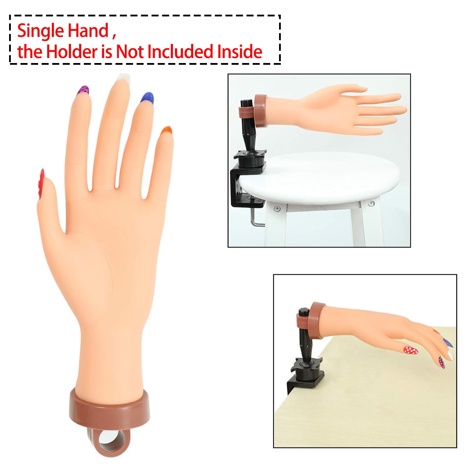 FU SHEN mano de práctica modelo realista facilita fijar uñas para manicura.