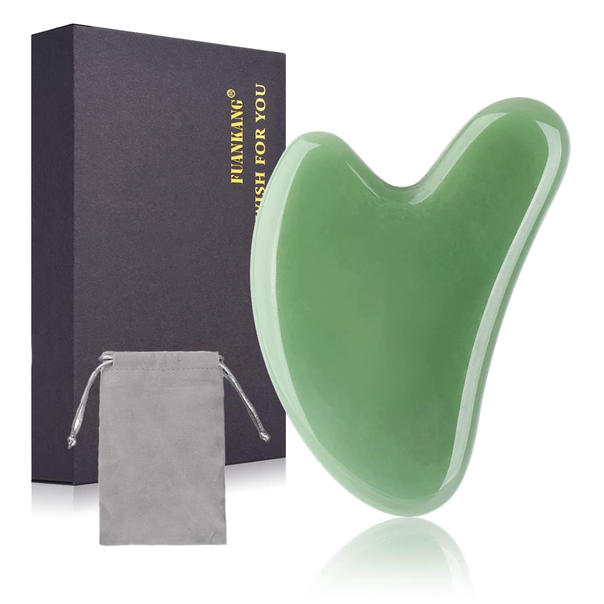 FUANKANG Gua Sha verde frente para revitalizar la piel y mejorar la circulación