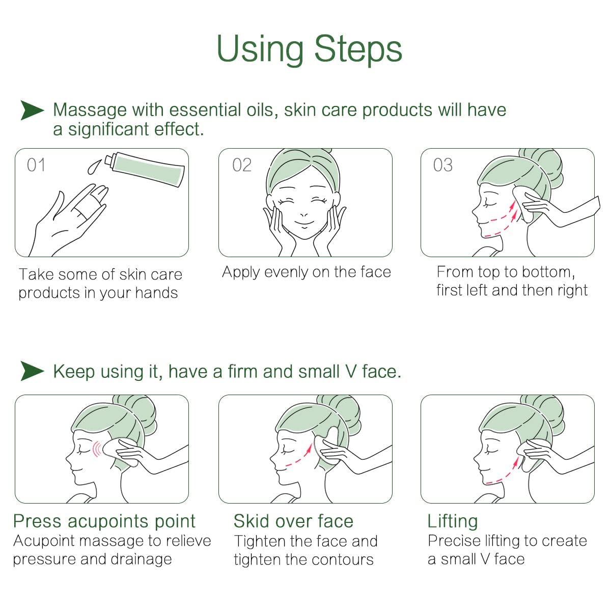 FUANKANG Gua Sha verde nariz para definir suavemente el perfil
