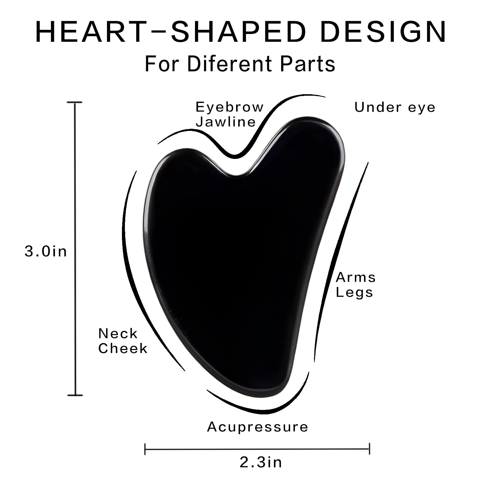 FUIYOOCEN gua sha cara corazón: diseño ergonómico para masaje facial con una sola mano.