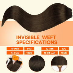 Detalle de puntadas reforzadas en extensiones Full Shine para durabilidad.
