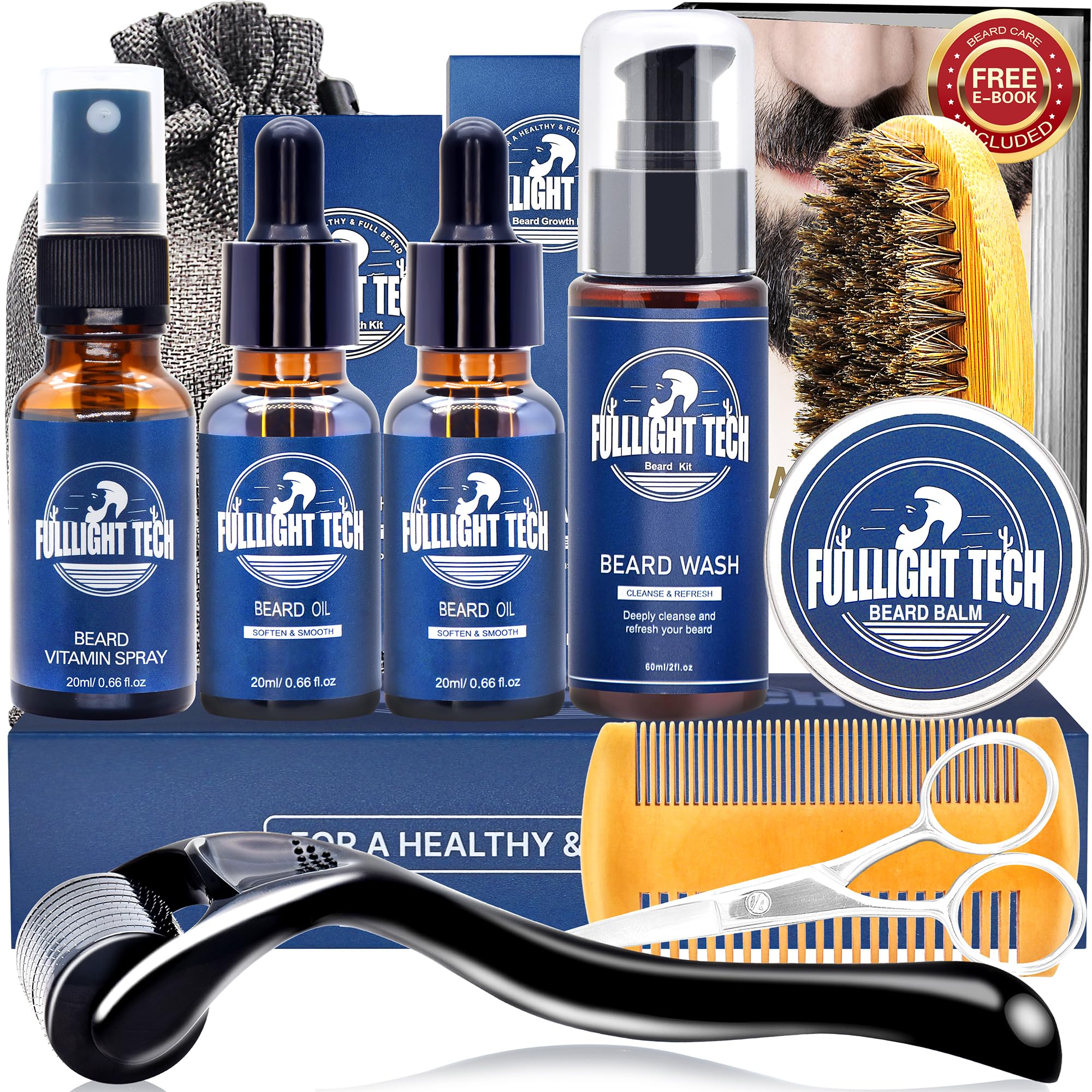 Kit FULLLIGHT TECH para barba con aceite, brillo y suavidad.
