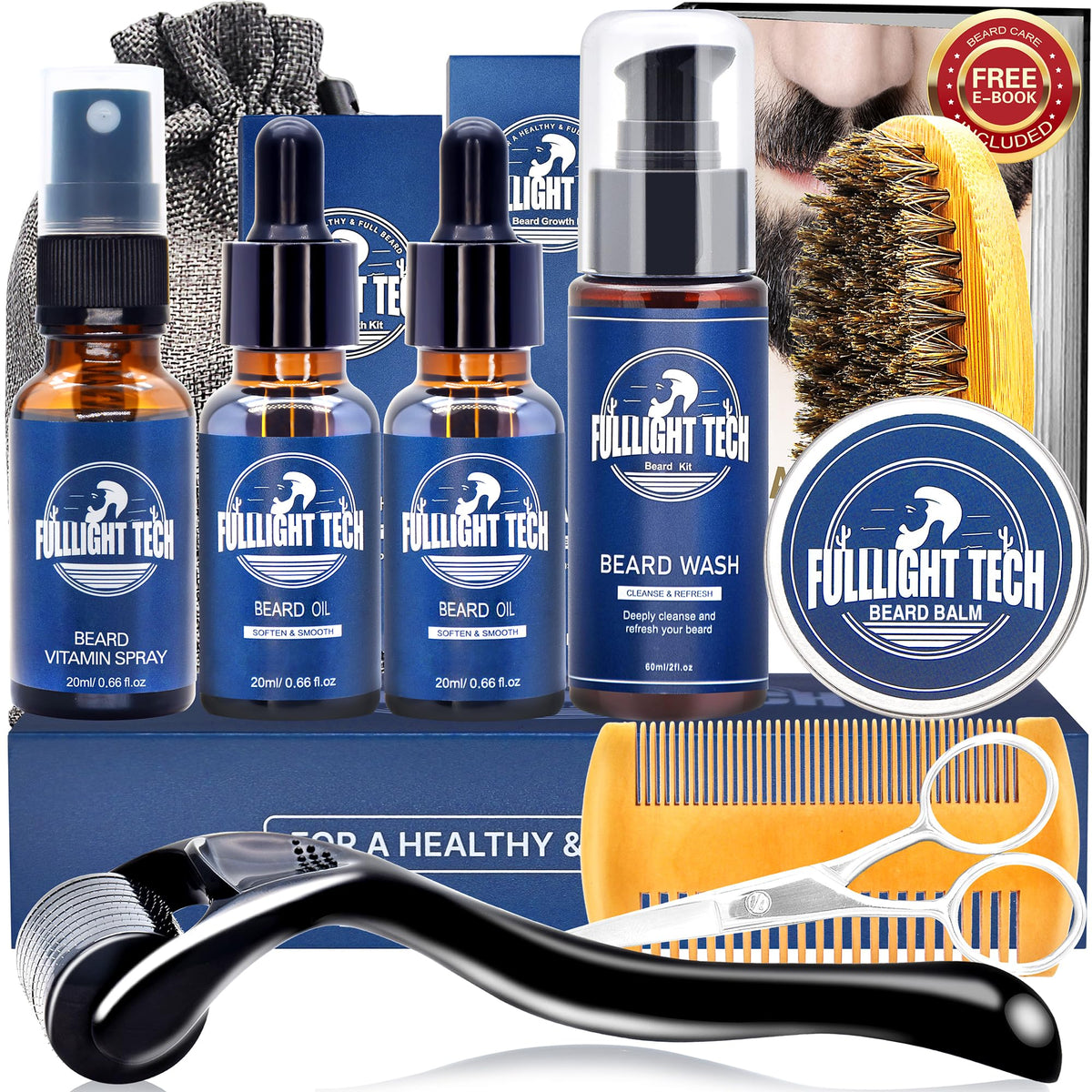 Kit FULLLIGHT TECH para barba con aceite, brillo y suavidad.