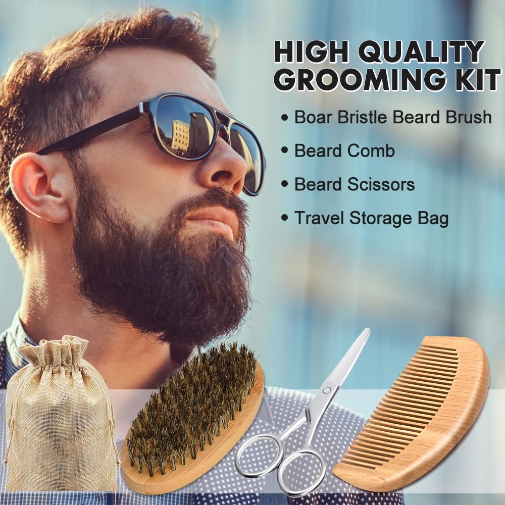 Cepillo para barba de cerda natural FULLLIGHT TECH, peinado preciso