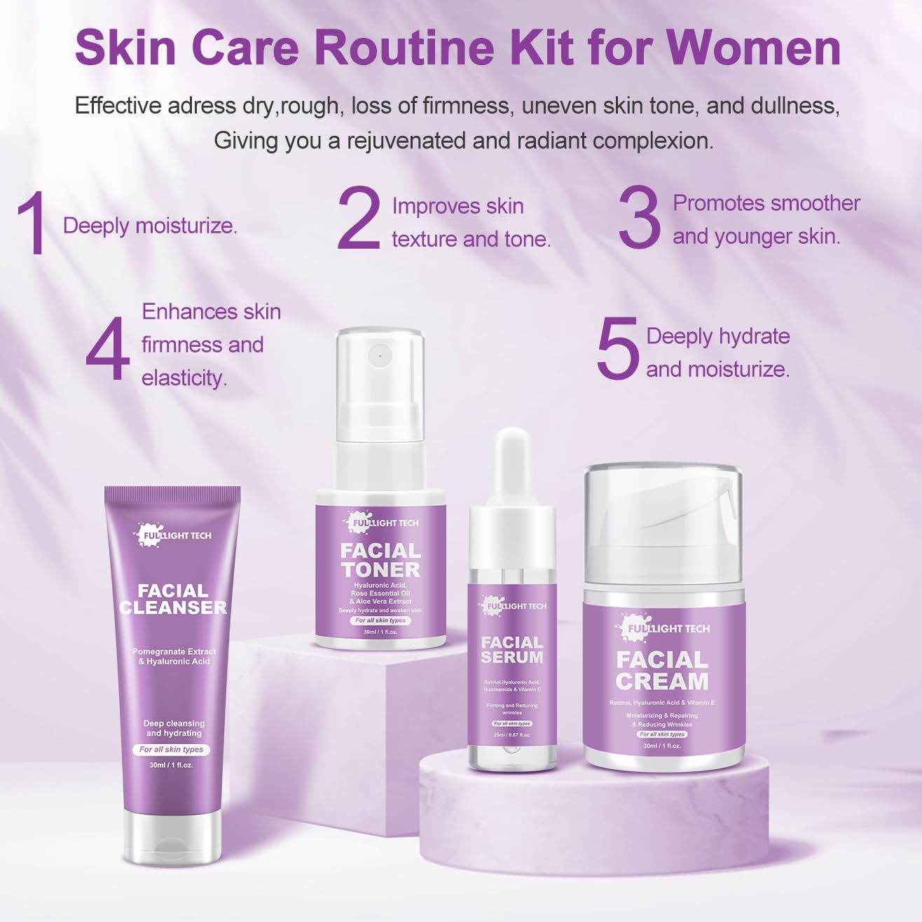 Fulllight Tech crema facial, hidratación y elasticidad para piel tersa