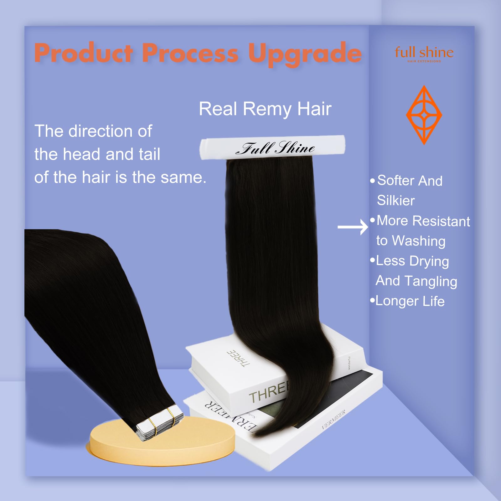 Full Shine: cabello Remy de 20 pulgadas, acabado sedoso para un look natural.