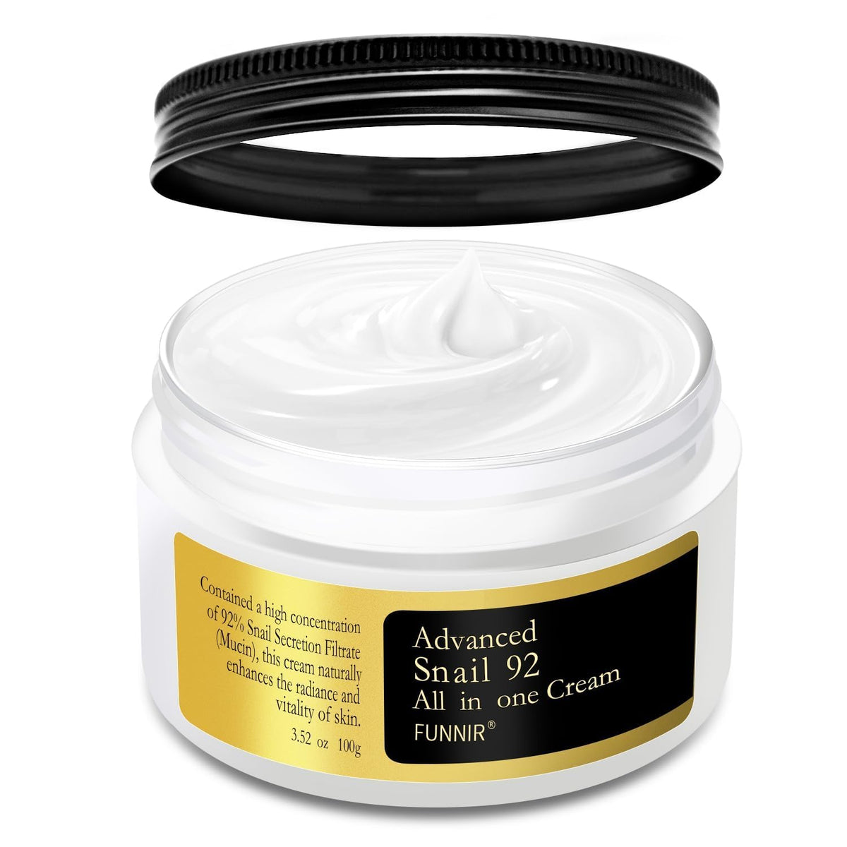 FUNNIR mucina de caracol 92, crema facial para hidratación profunda y suave