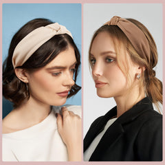 Diadema Funtopia camel sólido con nudo, perfecta para estilo casual diario.