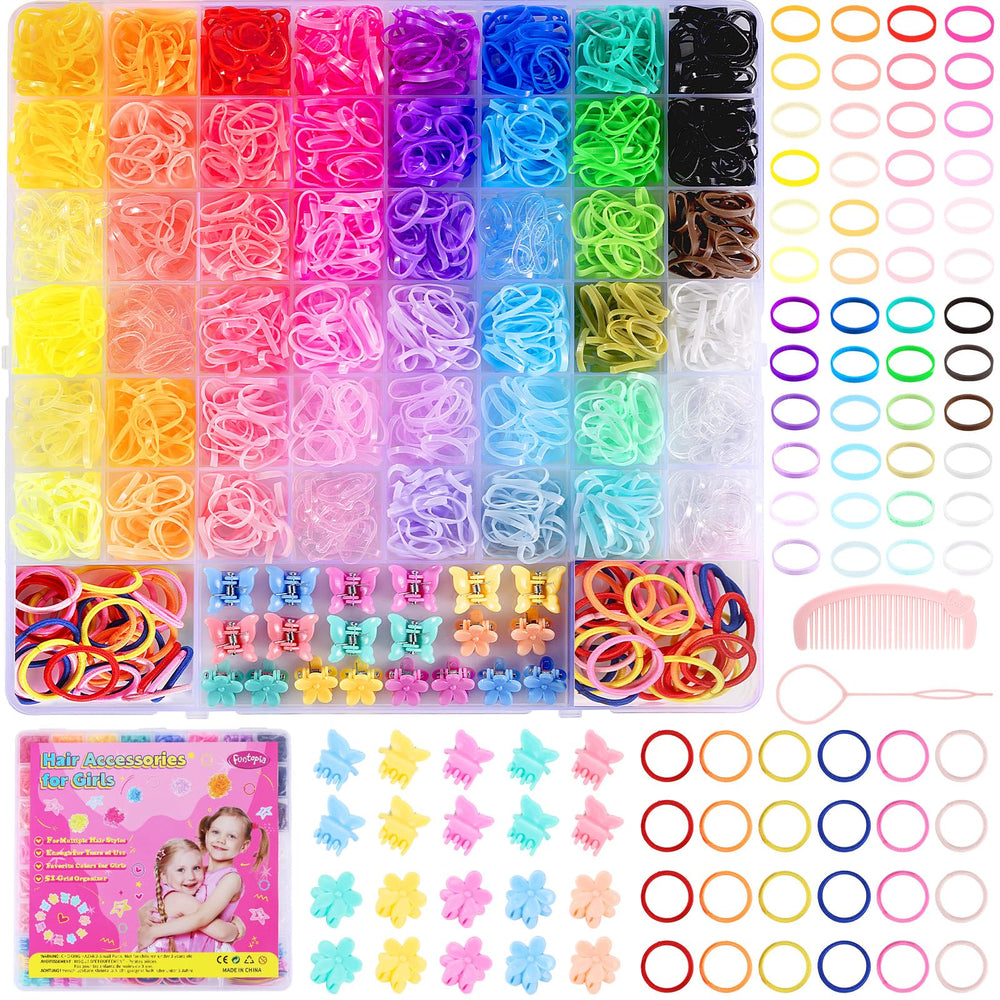 Funtopia kit-ligas-pelo 2100 piezas en estuche para peinados fáciles