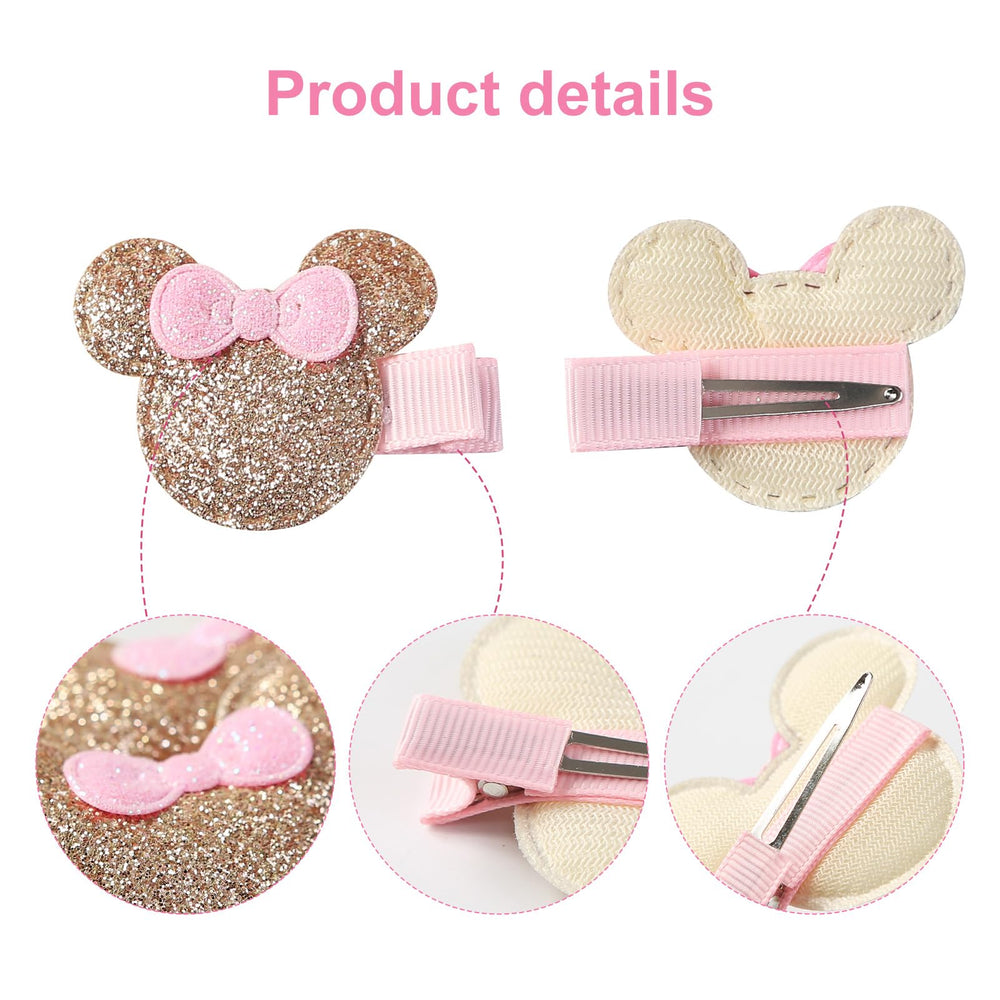 Furutonhe orejas mouse brillantes negras, estilo tierno para niñas pequeñas.