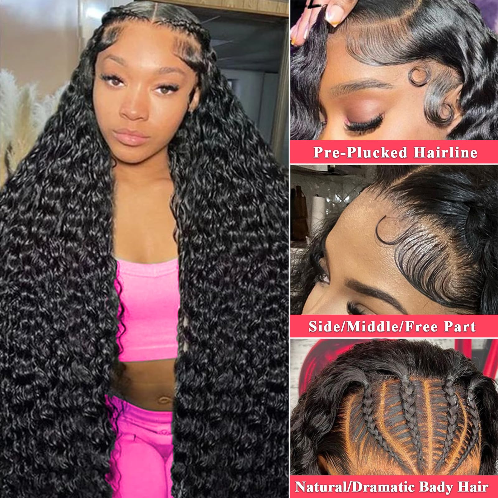 Fvocani cabello brasileño virgen con onda profunda para look suave