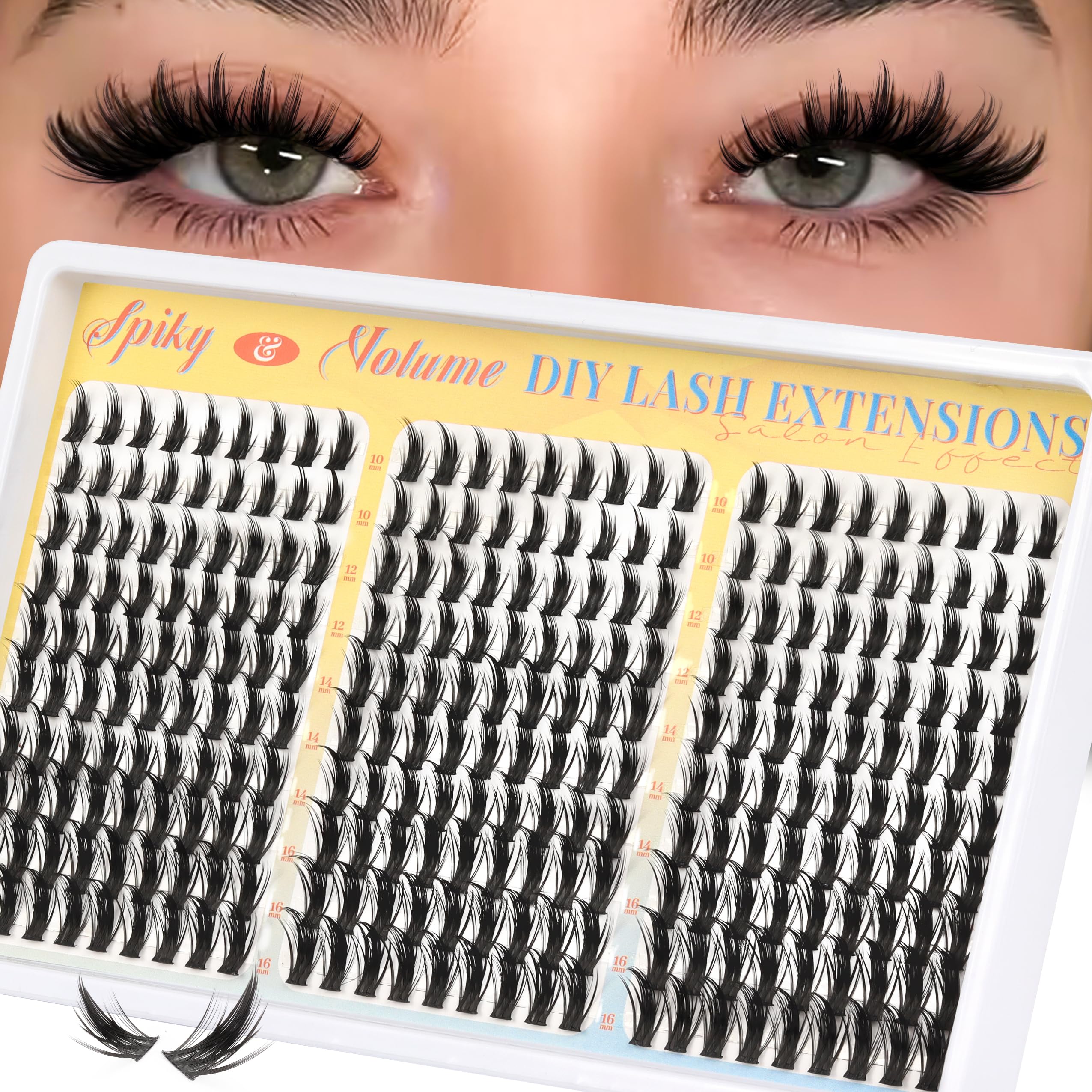 Pestañas Fyonas Manga Lash Clusters espigas para volumen definido.