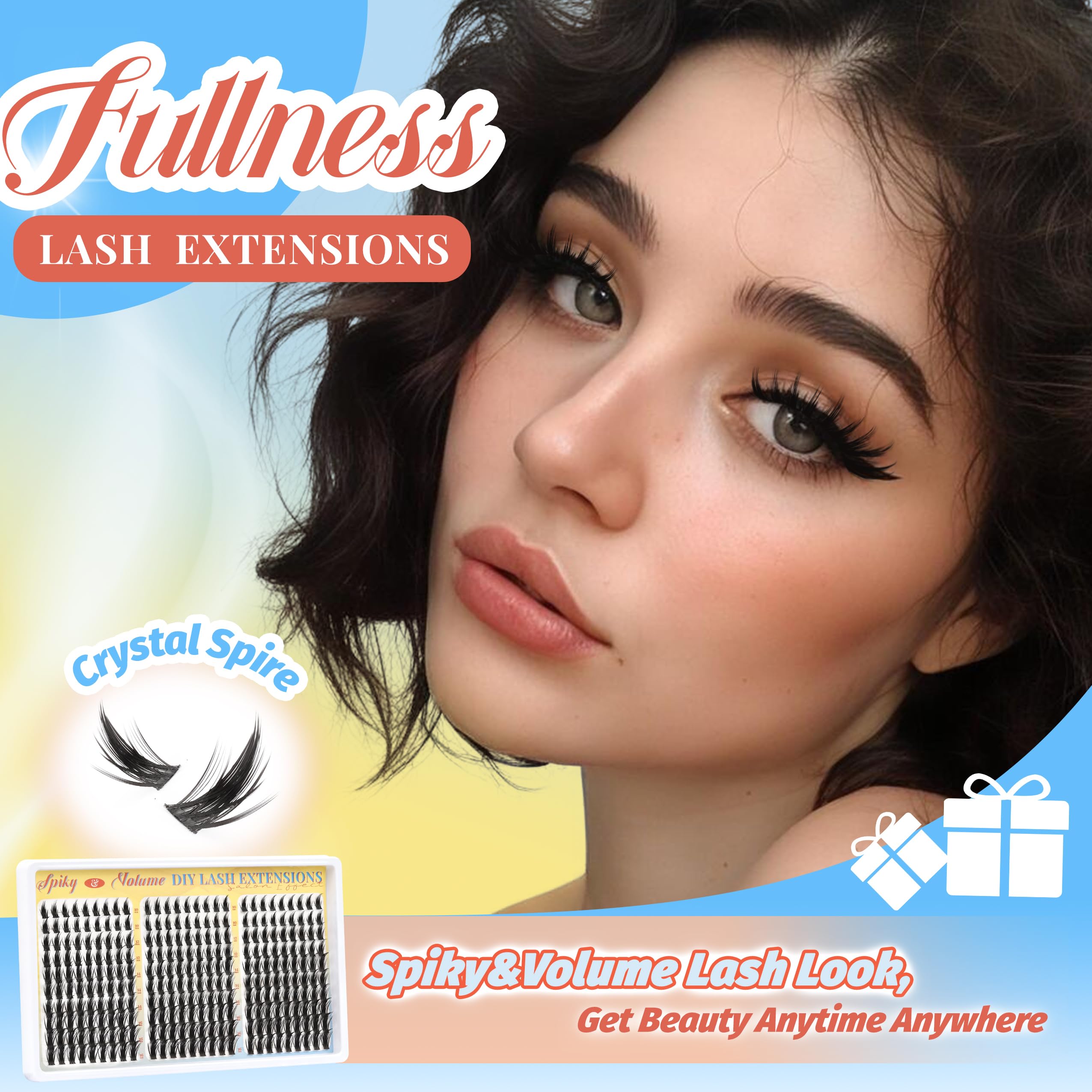 Pestañas Fyonas Manga Lash Clusters volumen fluffy para efecto 3D suave.