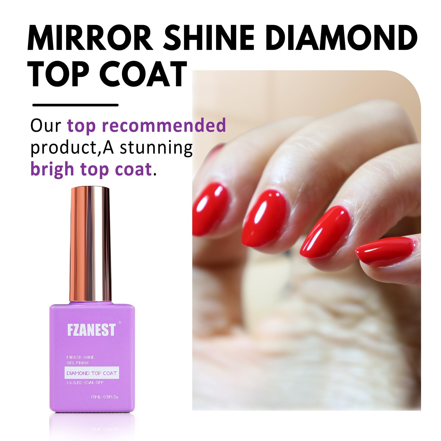 FZANEST top coat diamante aporta brillo ultra resistente.