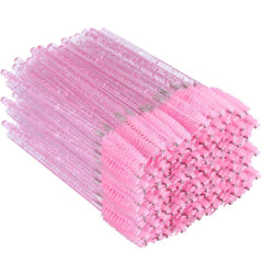 Cepillos de pestañas G2PLUS con mango cristal rosa para separar y definir.