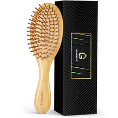 Gainwell cepillo de bambú para cabello con masaje en el cuero cabelludo que estimula la circulación.