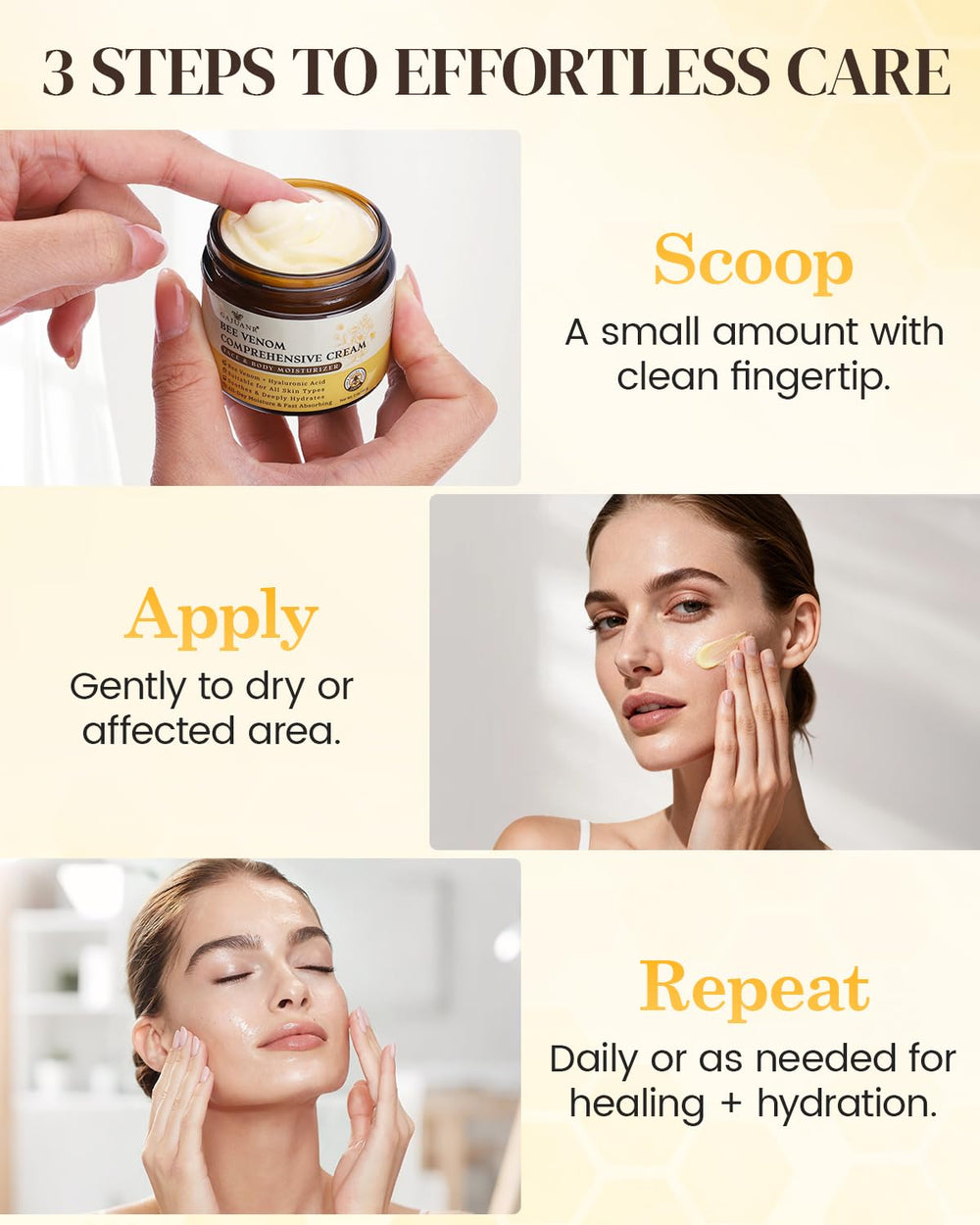 GAJUANR Crema veneno de abeja, absorción rápida sin sensación grasa.