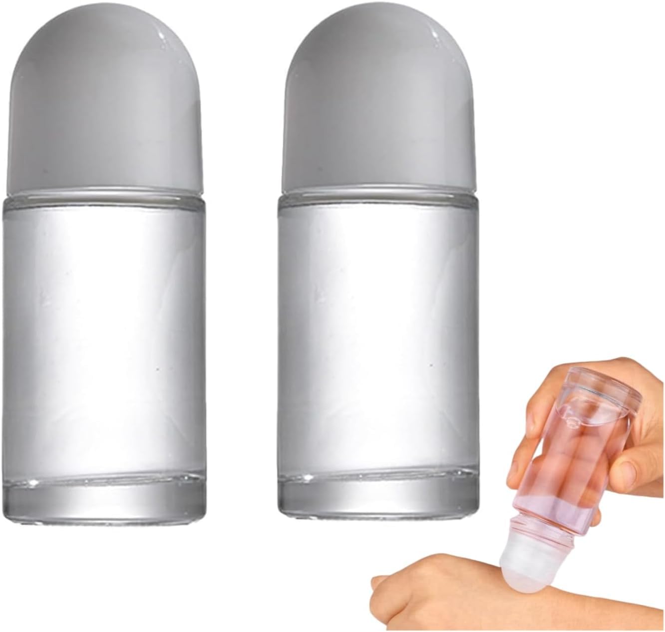 Galepromot botellas de vidrio 50 ml con rodillo blanco para aplicación precisa.