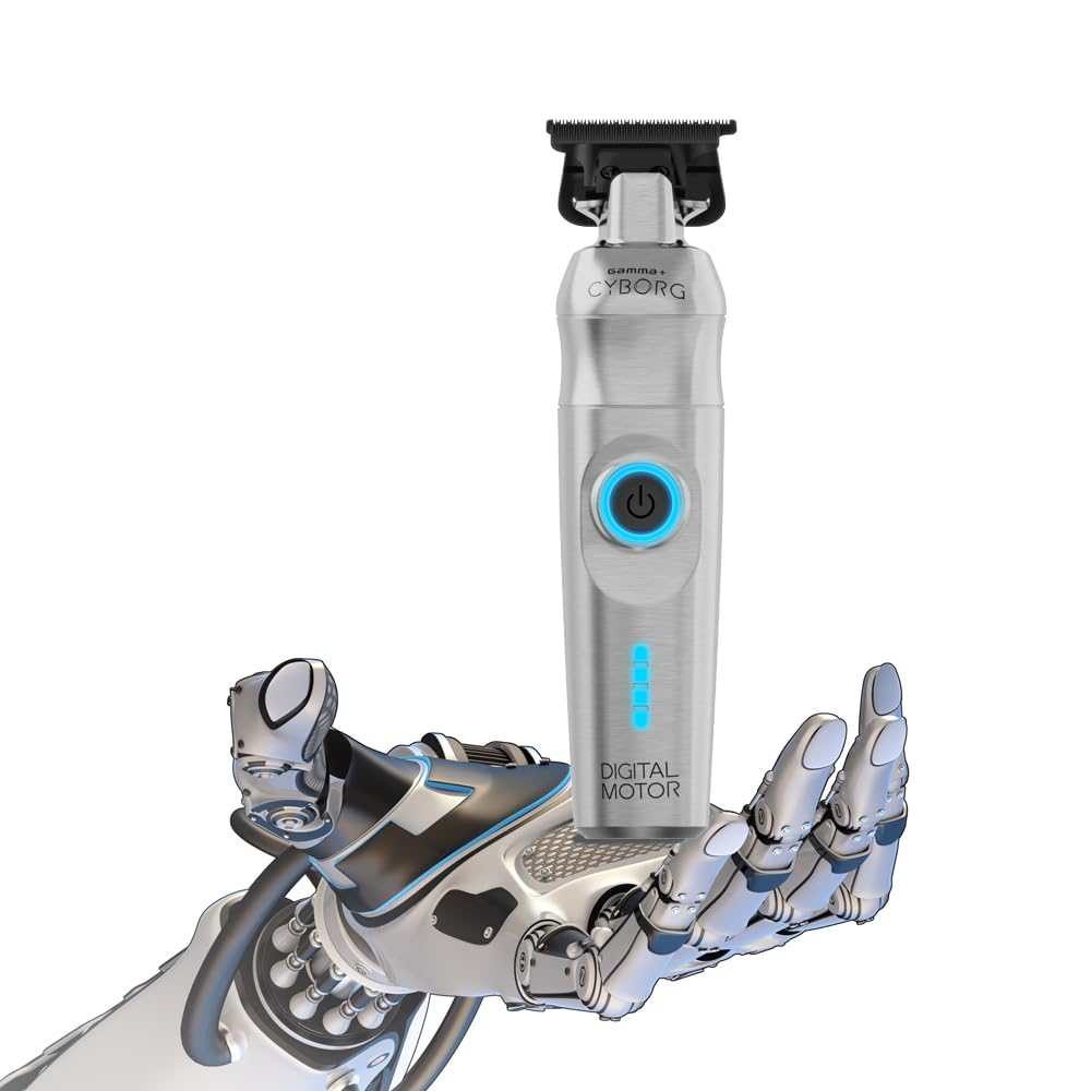 GAMMA+ Cyborg profesional, ajuste cero-gap para un corte cercano y uniforme.