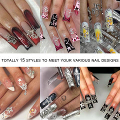 Ganepwns charms uñas base metálica brillante, duradera y reutilizable