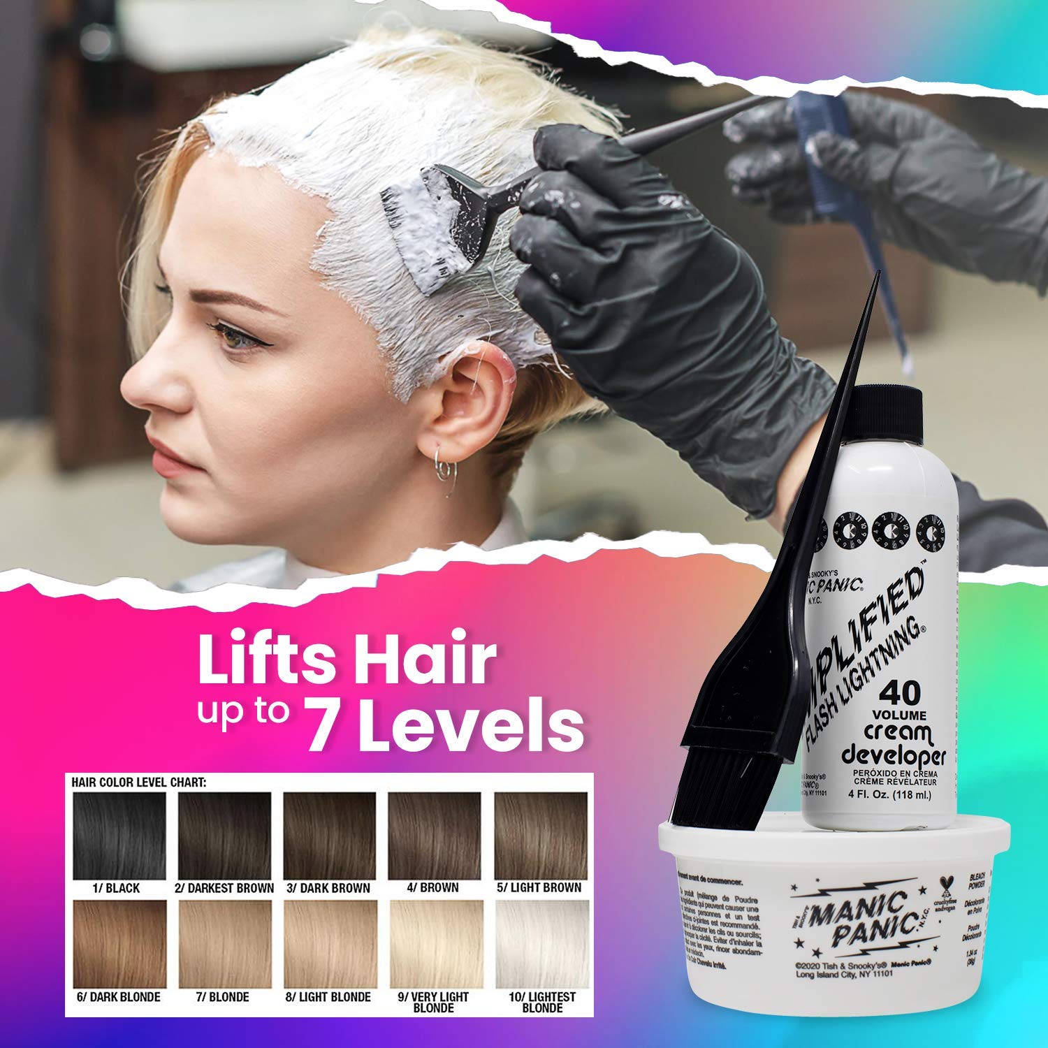 Gants inclus MANIC PANIC pour une application propre et protégée.