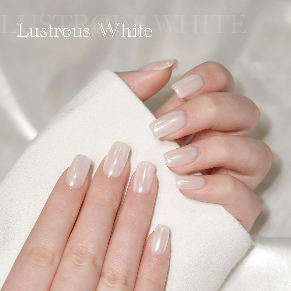 GAOY brillo blanco perlado, sensación suave y duradera en uñas.