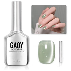 GAOY Esmalte ojo de gato verde jade con efecto brillante para uñas llamativas