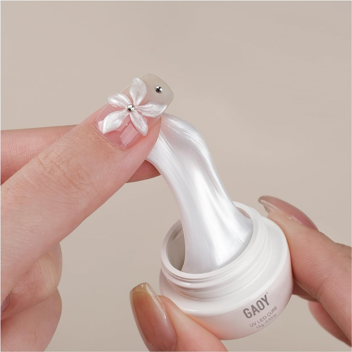 GAOY Pearl 3D para uñas: gel perlado ideal para esculturas 3D.
