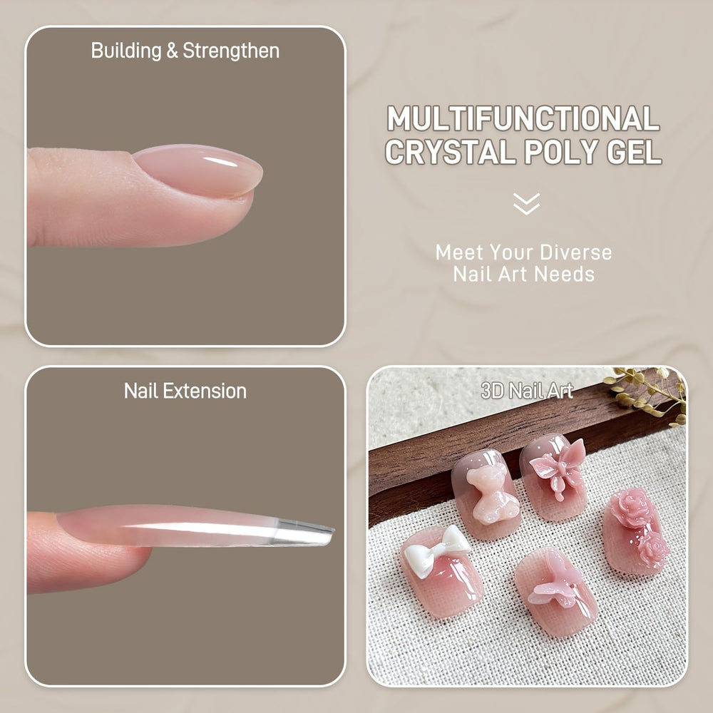 GAOY gel poligel cristal brillo y dureza para uñas reforzadas