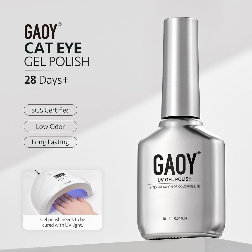 GAOY Jelly Silver Cat Eye, curado con UV para acabado rápido.