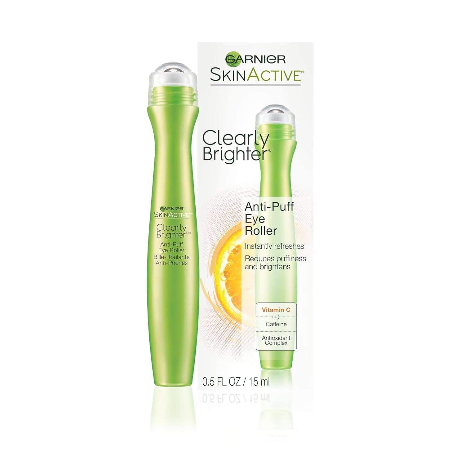 Garnier Clearly Brighter Roller para ojos, reduce bolsas con sensación refrescante.