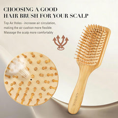 GAVIVOL cepillo de bambú para desenredar sin tirones y mantener el cabello estable.