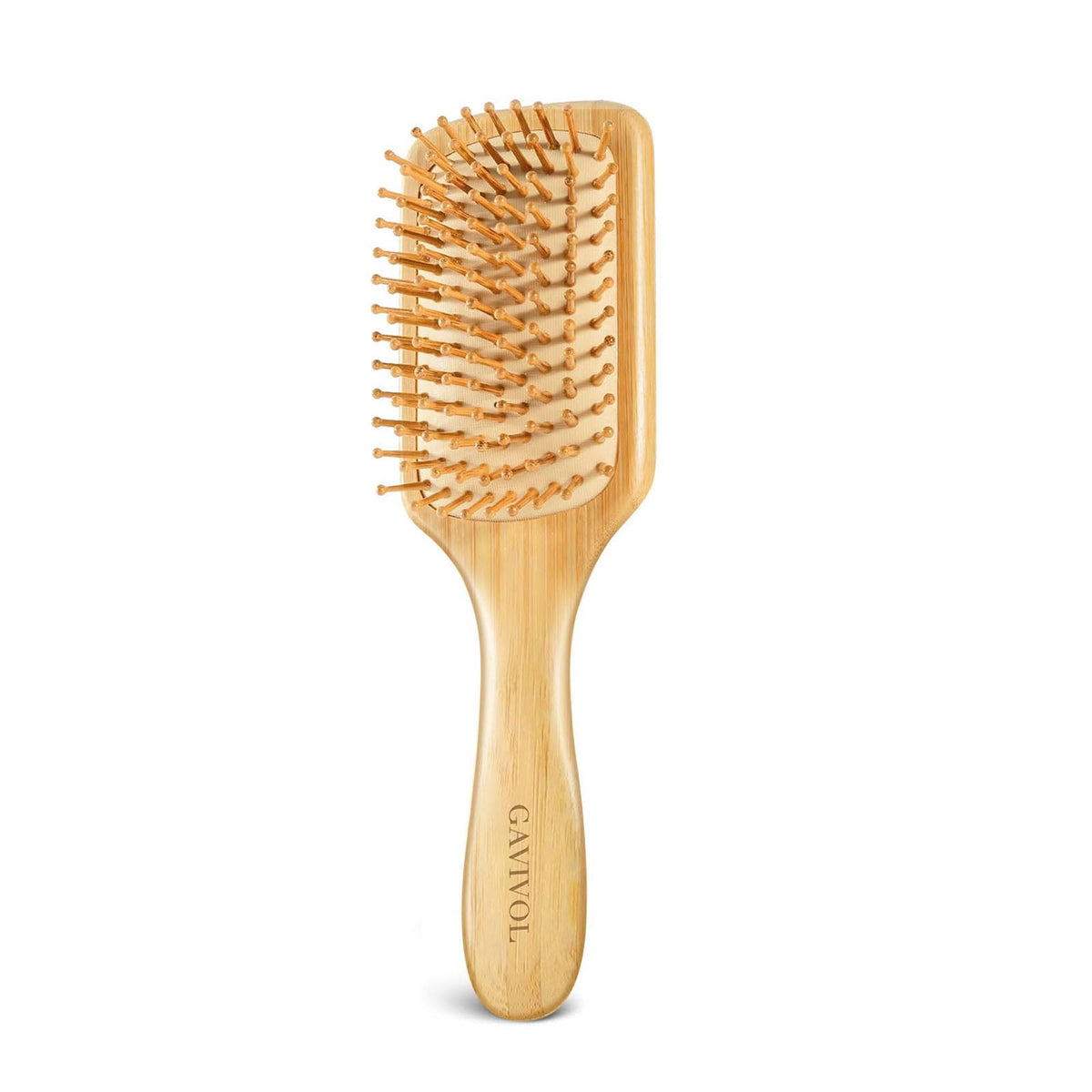 GAVIVOL cepillo de bambú con mango ergonómico para un cepillado suave y cómodo.