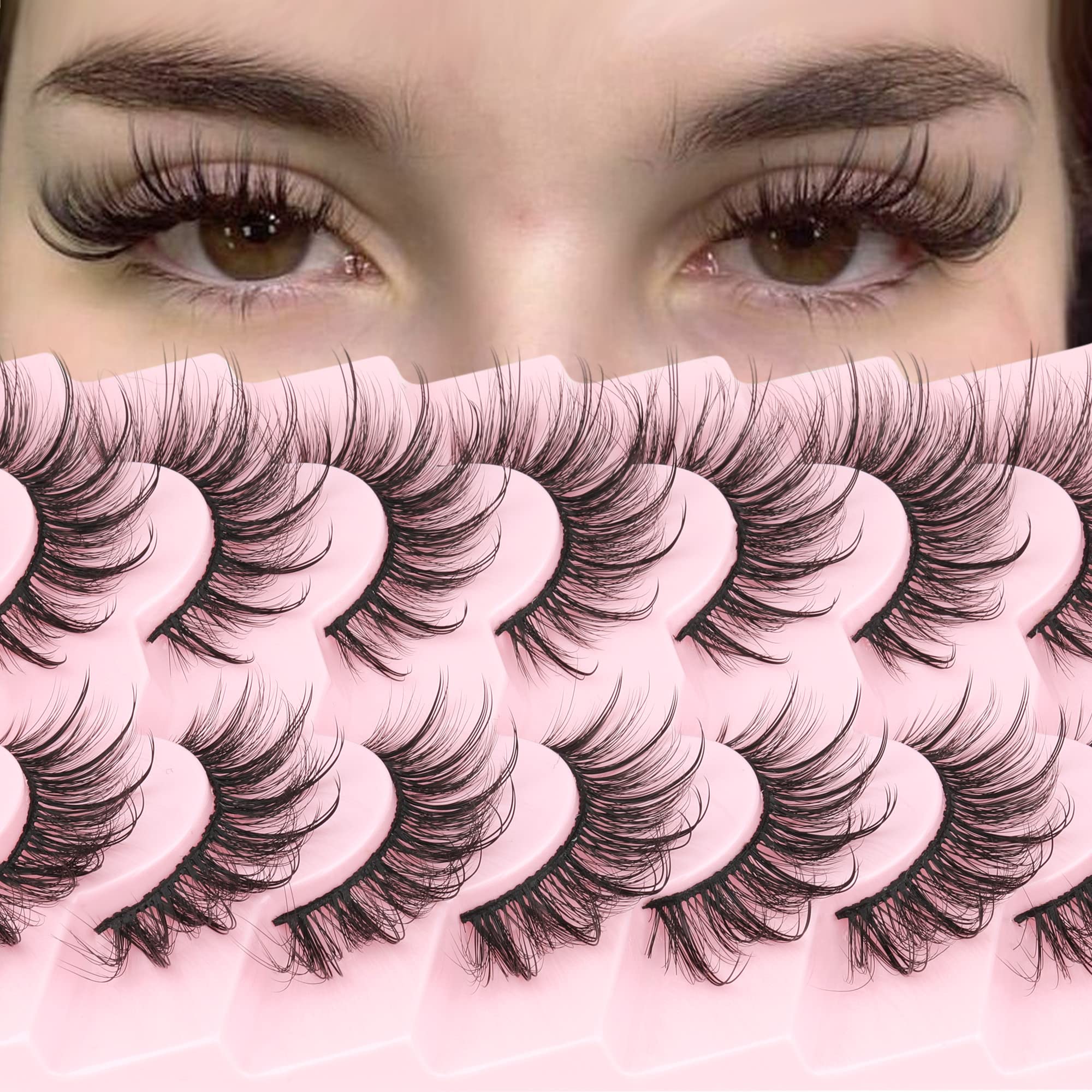 Geeneiya Pestañas Mink 18mm, efecto mechones para mirada natural.