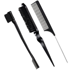Geiserailie set de 3 cepillos para bordes, control preciso del peinado.