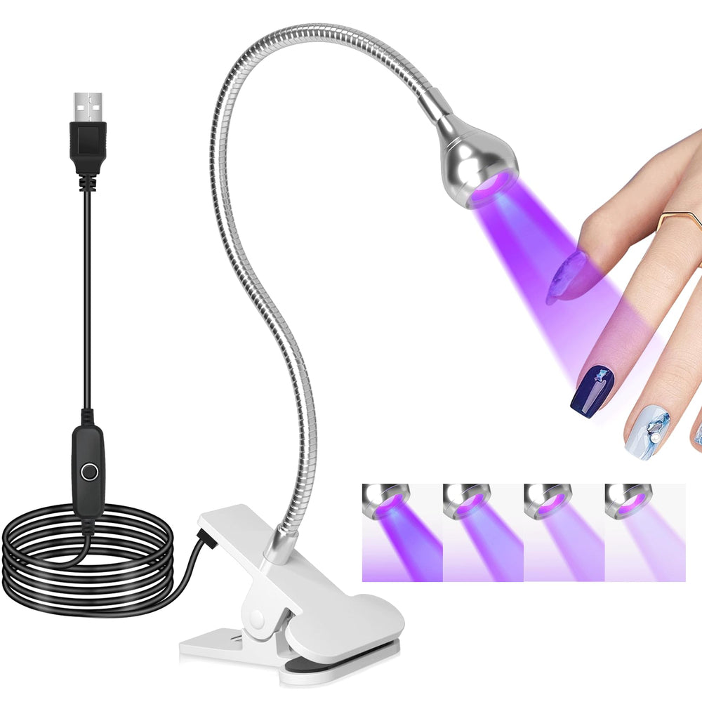 Geisofu lámpara UV para uñas con cuello flexible, iluminación precisa para gel.
