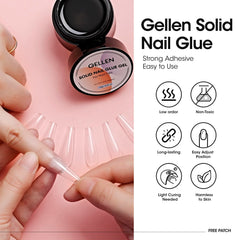 GELLEN aplicación fácil sobre uñas con extensiones adhesivas, ajuste preciso sin deslizamientos